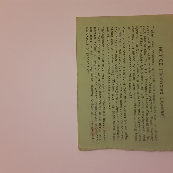 Vintage 1-08-1972 St. Louis Blues Hockey Ticket Stub Phil Esposito Goal Fair Con - Picture 3 of 3